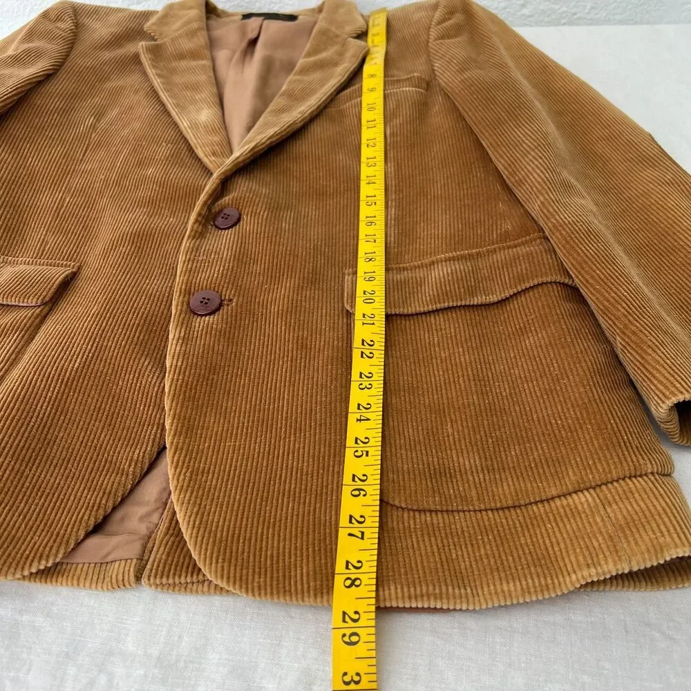 VTG 70s Richman Brothers Tan Corduroy Blazer Ivy League Suede Elbow Patches 40S